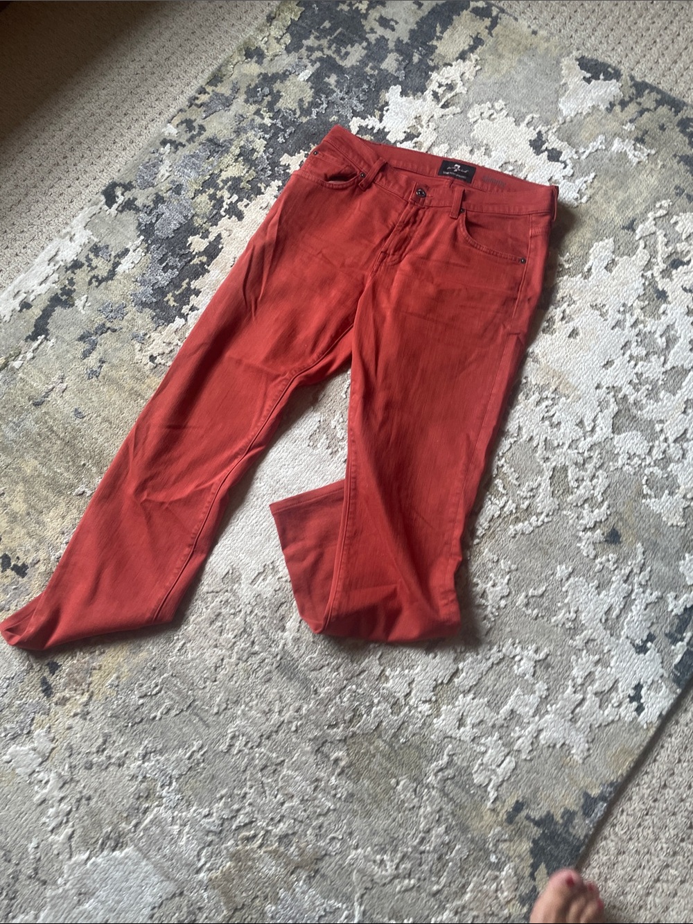 7 For All Mankind Men's Straight Jeans in Rust Red slimmy straight